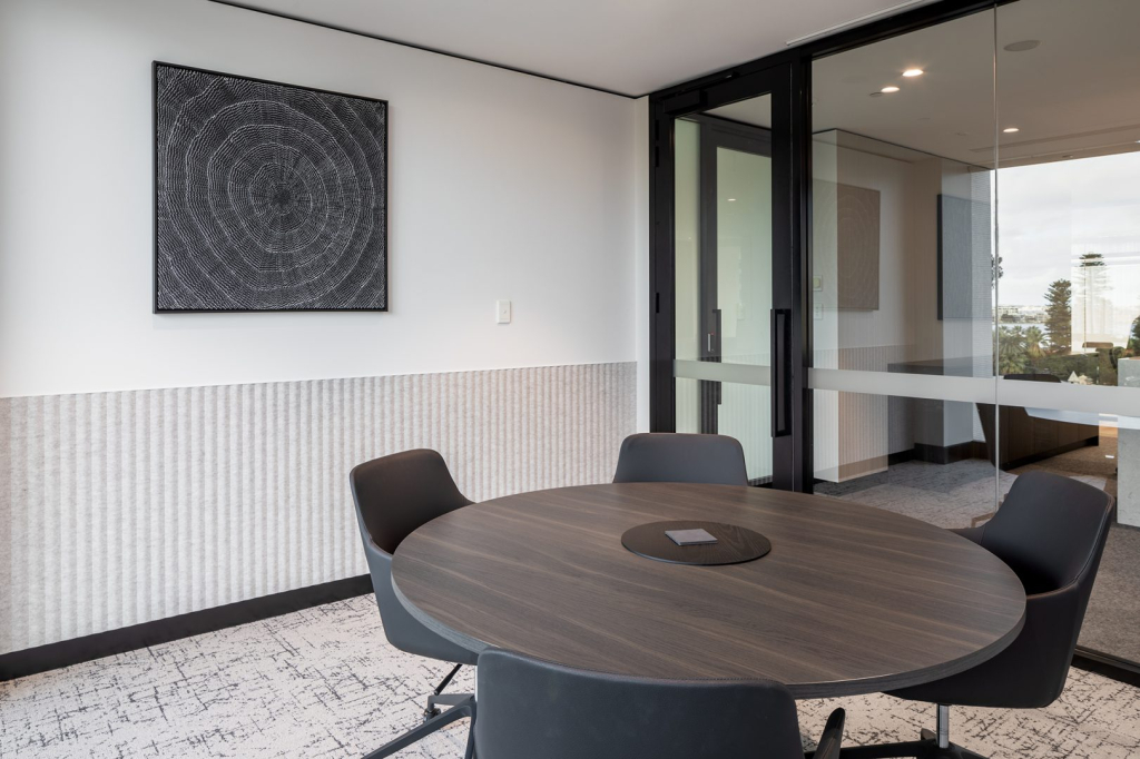 Office meeting room with abundant natural lighting